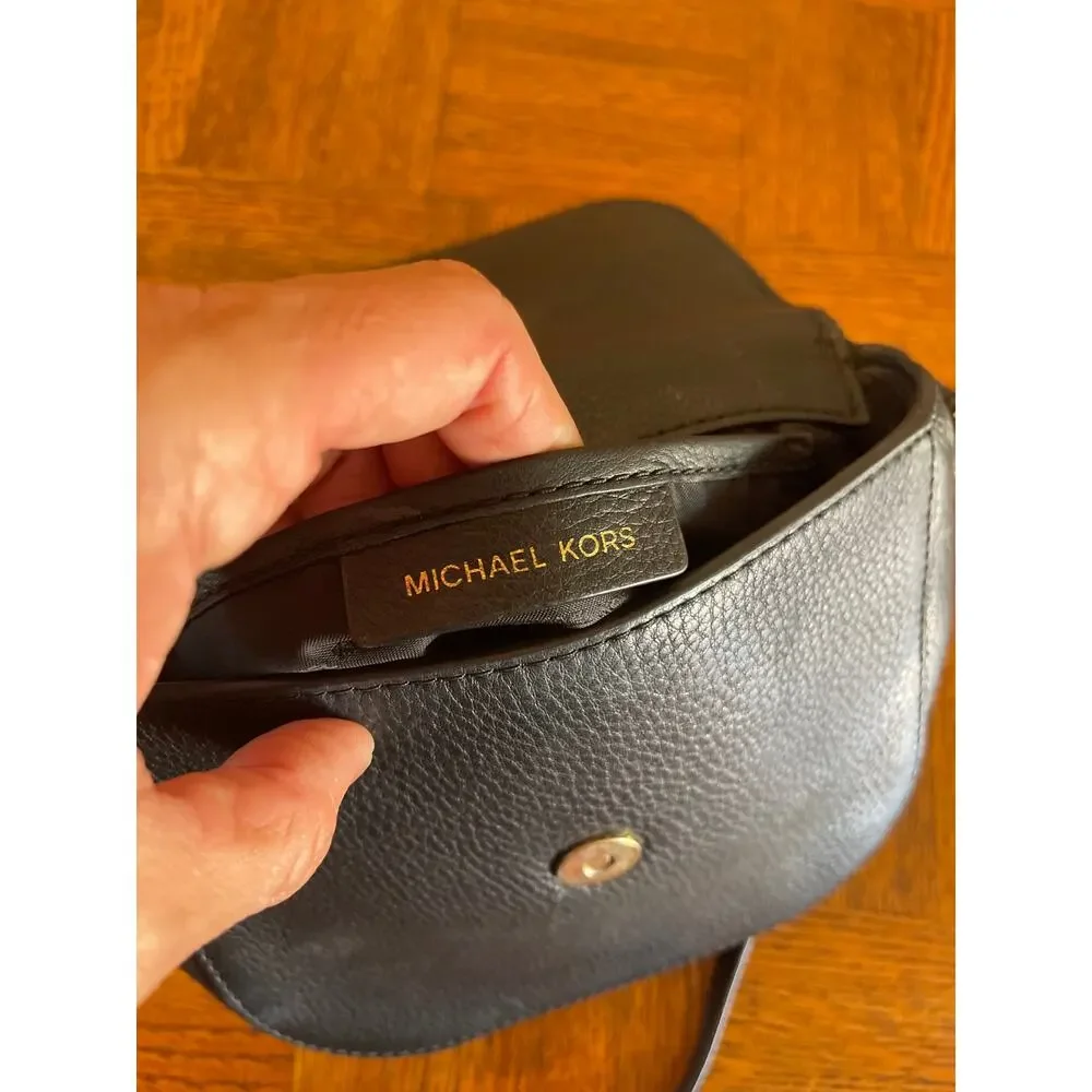 Michael Michael Kors Black Pebbled Leather Half Dome Crossbody Bag black